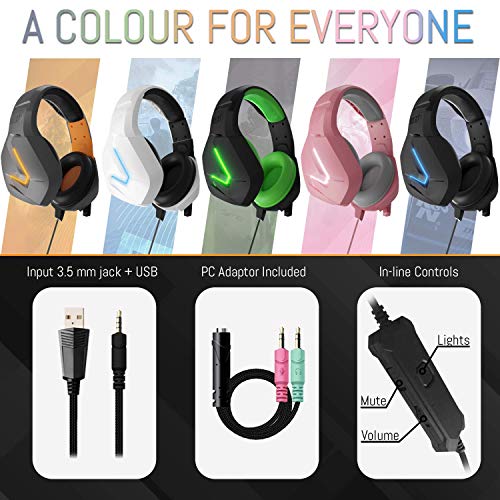 Gaming Headset für PC PS5, PlayStation PS4, Xbox Series X | S, Xbox ONE,Nintendo Switch, Laptop & Google Stadia Stereo-Sound with mit Geräuschunterdrückung Microphone-Hornet RXH-20 Sagano Auflage Bild 7