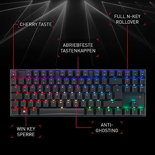 CHERRY MX 8.2 TKL Wireless, Kabellose Gaming-Tastatur ohne Nummernblock, Deutsches Layout (QWERTZ), mit Metallkoffer für Transport, MX RED Switches, Schwarz Bild 2
