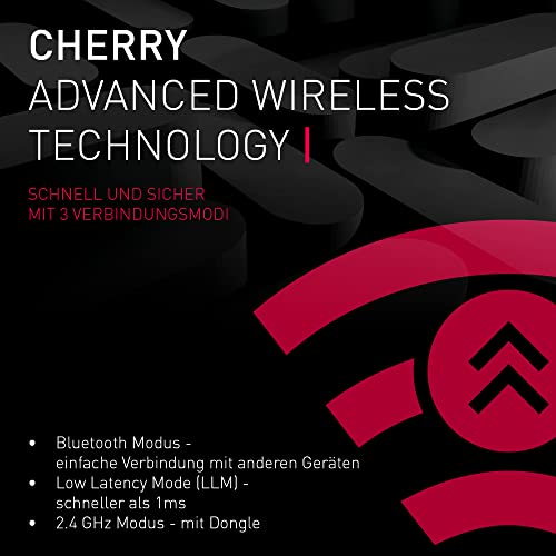 CHERRY MX 8.2 TKL Wireless, Kabellose Gaming-Tastatur ohne Nummernblock, Deutsches Layout (QWERTZ), mit Metallkoffer für Transport, MX RED Switches, Schwarz Bild 3