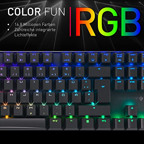 CHERRY MX 8.2 TKL Wireless, Kabellose Gaming-Tastatur ohne Nummernblock, Deutsches Layout (QWERTZ), mit Metallkoffer für Transport, MX RED Switches, Schwarz Bild 5