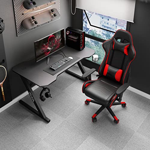 Ergonomischer PC-Computertisch, Z-förmiger Gaming-Tisch, Gamer-Workstation mit großem Mauspad-Getränkehalter, Headset-Haken mit robustem Computertisch aus Metall und Holz, L 100 cm (L 120 cm) Bild 1