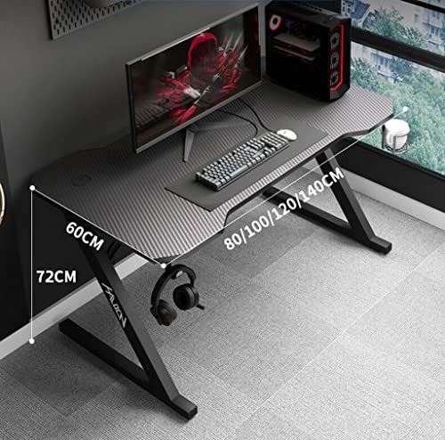 Ergonomischer PC-Computertisch, Z-förmiger Gaming-Tisch, Gamer-Workstation mit großem Mauspad-Getränkehalter, Headset-Haken mit robustem Computertisch aus Metall und Holz, L 100 cm (L 120 cm) Bild 2