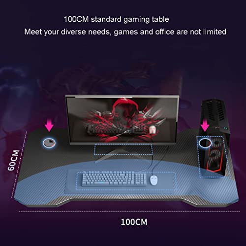 Ergonomischer PC-Computertisch, Z-förmiger Gaming-Tisch, Gamer-Workstation mit großem Mauspad-Getränkehalter, Headset-Haken mit robustem Computertisch aus Metall und Holz, L 100 cm (L 120 cm) Bild 6