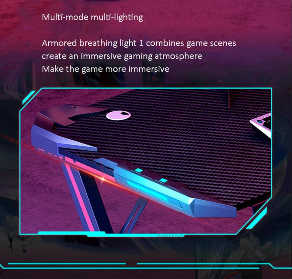 Gaming-Schreibtisch, Z-förmiger Gaming-Tisch, Gamer-Workstation mit großem Mauspad, Getränkehalter, Headset-Haken, robuster Computertisch aus Metall und Holz für Gaming und Büro, L 160 cm (L 100 Bild 6
