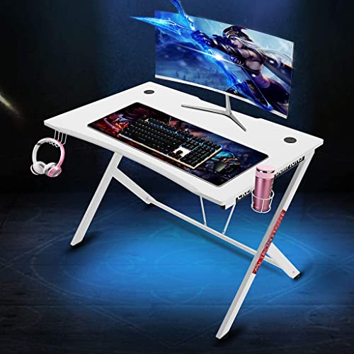 Gaming-Schreibtisch, ergonomischer PC-Computertisch, Y-förmiger Gaming-Tisch, Gamer-Workstation mit großem Mauspad, Getränkehalter, Headset-Haken für Robustes Metall, schwarz L 115 cm (weiß L 12 Bild 2
