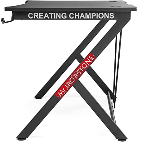 Gaming-Schreibtisch, ergonomischer PC-Computertisch, Y-förmiger Gaming-Tisch, Gamer-Workstation mit großem Mauspad, Getränkehalter, Headset-Haken für Robustes Metall, schwarz L 115 cm (weiß L 12 Bild 4