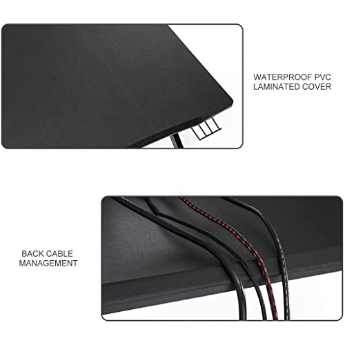 Gaming-Schreibtisch, ergonomischer PC-Computertisch, Y-förmiger Gaming-Tisch, Gamer-Workstation mit großem Mauspad, Getränkehalter, Headset-Haken für Robustes Metall, schwarz L 115 cm (weiß L 12 Bild 5