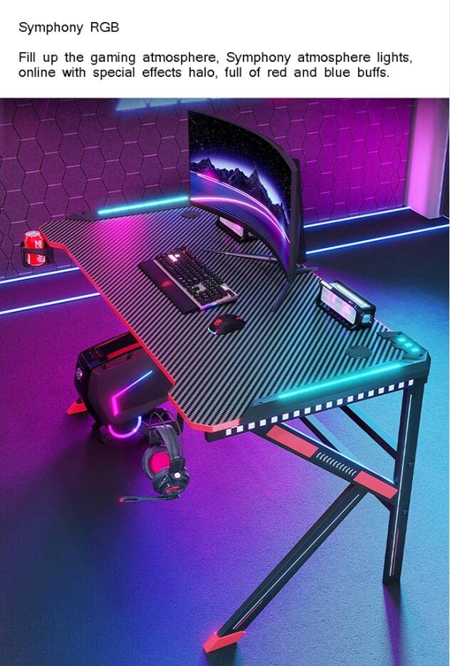 Gaming-Schreibtisch, Computertisch, Gaming-Tisch, ergonomische PC-Gaming-Workstation, Getränkehalter, Headset-Haken – Stabiler Computertisch aus Metall und Holz, schwarz L 120 cm (schwarz L 160 c Bild 5