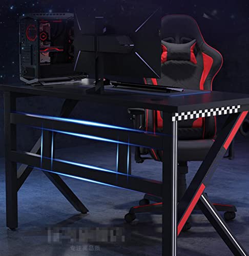 Gaming-Tisch mit Kohlefaseroberfläche, großer Computertisch, Gaming-PC-Schreibtisch, große Gaming-Schreibtische, Headset-Haken – Stabiler Computertisch aus Metall und Holz, L 100 cm (L 160 cm) Bild 4