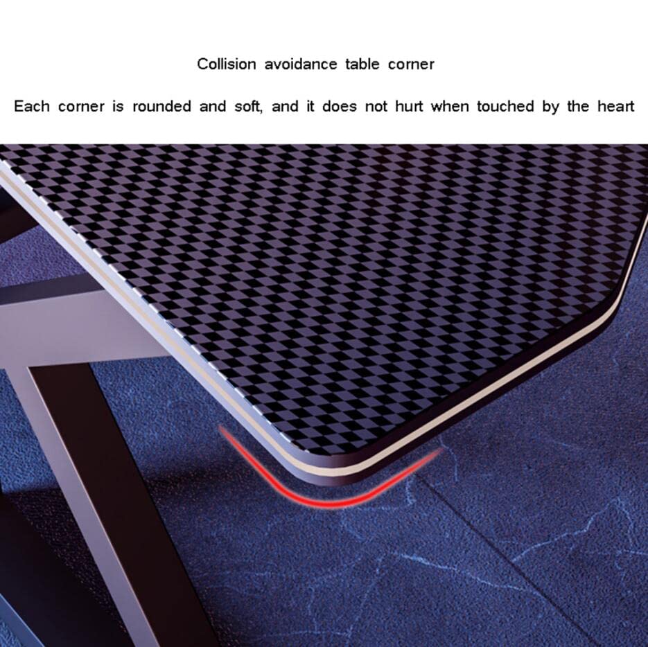 Gaming-Tisch mit Karbonfaser-Oberfläche, großer Computertisch, Schreibtisch für Heimbüro, extra groß, modern, ergonomisch, Schwarz, Headset-Haken – Robustes Metall, BL 80 cm (CL 140 cm) Bild 6