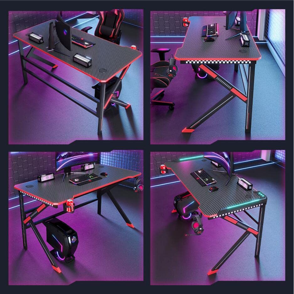 Gaming-Schreibtisch, Computertisch, Gaming-Tisch, ergonomische PC-Gaming-Workstation, Getränkehalter, Headset-Haken – Stabiler Computertisch aus Metall und Holz, schwarz L 120 cm (Pink L 160 cm) Bild 6