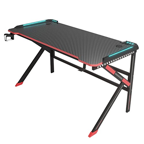 Gaming-Schreibtisch, Computertisch, Gaming-Tisch, ergonomische PC-Gaming-Workstation, Getränkehalter, Headset-Haken – Stabiler Computertisch aus Metall und Holz, schwarz L 120 cm (schwarz L 100 Bild 1