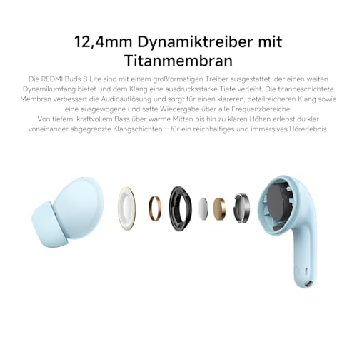 XIAOMI REDMI Buds 8 Lite: True-Wireless In-Ear Kopfhörer mit 42dB ANC, 12,4mm Treiber, bis zu 36 Std. Laufzeit, 5 EQ-Presets & Bluetooth 5.4, schwarz Bild 6