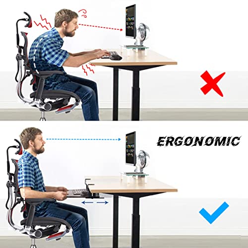 Verstellbare Tastaturablage mit verschiebbarem Trockner und Maus-Plattform, Untertischstütze für Home Office & Gaming Setup, platzsparende Workstation-Lösung Bild 4
