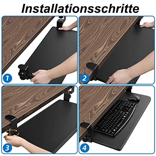 Verstellbare Tastaturablage mit verschiebbarem Trockner und Maus-Plattform, Untertisch-Lösung für Home Office & Gaming Setup, platzsparendes Design für Komfort Bild 6