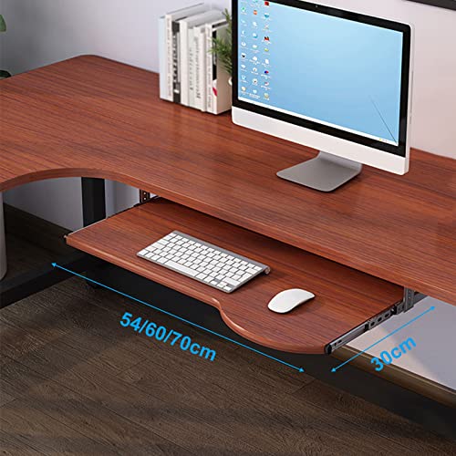 Tastatur- und Maus-Verlängerungsablage, Walnussholz-Finish, 60 x 30 cm, platzsparender Schiebe-Trockner für Home Office und Gaming-Setup Bild 1