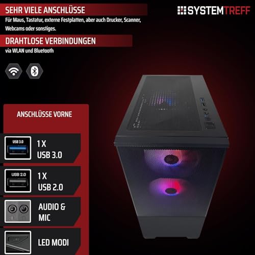 SYSTEMTREFF Basic Gaming Komplett PC Set Intel Core Ultra 5 225F 6x4.4GHz | Nvidia RTX 3050 6GB | 512GB M.2 NVMe | 16GB DDR5 RAM | Windows 11 | 27 TFT Monitor | Desktop Paket Computer für Gamer Bild 4