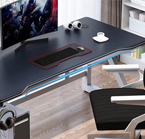 Gaming-Schreibtisch, K-förmiger PC-Schreibtisch mit Carbonfaser-Oberfläche, Headset-Haken – Stabiler Metall- und Holztisch – fürs Büro, Weiß – L 100 cm Bild 7