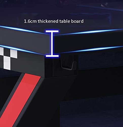 Gaming-Tisch mit Carbonfaser-Oberfläche, großer Computertisch, K-förmiger Gaming-Tisch mit Headset-Haken, robuste Ausführung aus Metall und Holz, Länge 80 cm Bild 7