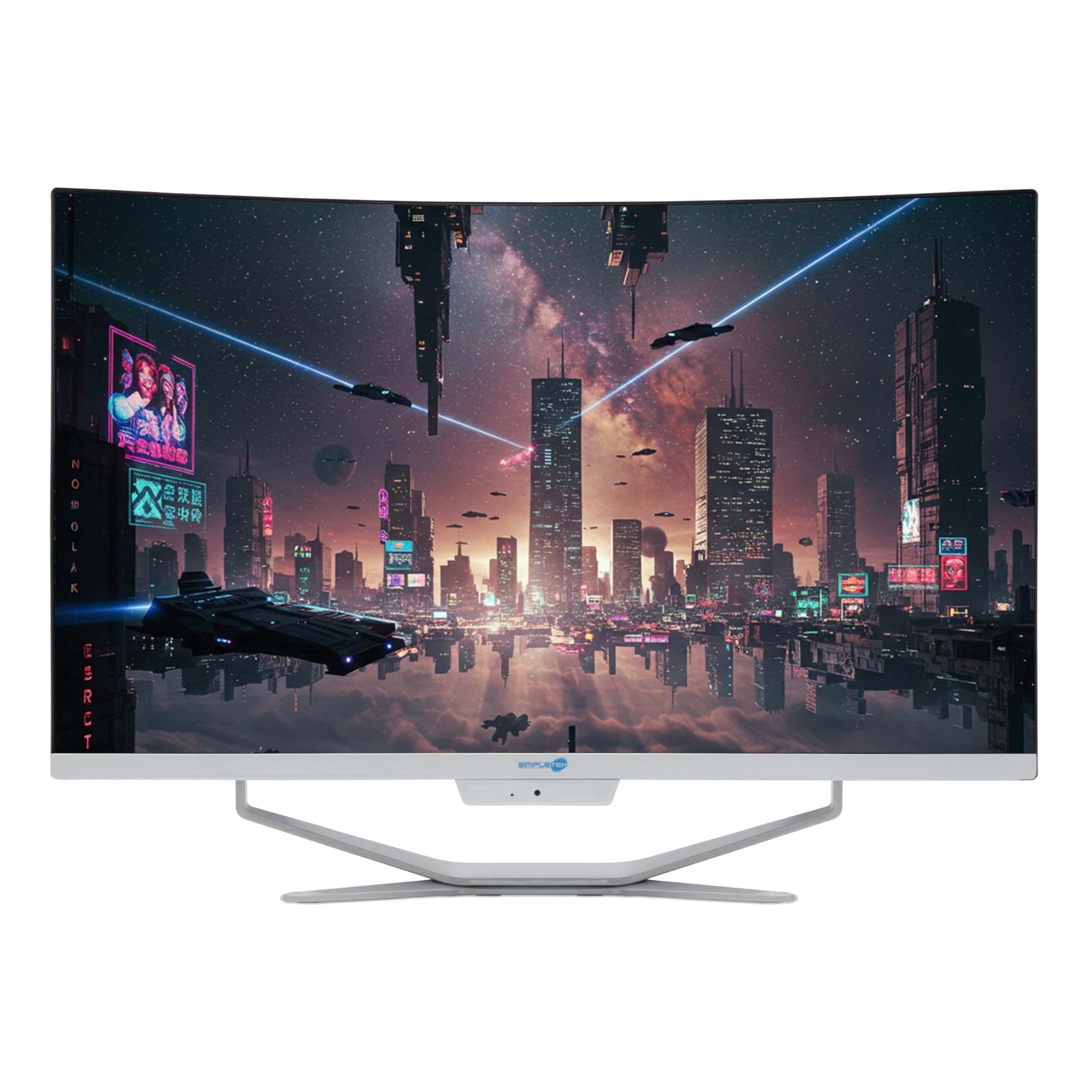 SIMPLETEK All-in-One AiO 27 Zoll FHD Curved Windows 11 Pro Core i7 bis 3,6 GHz 8 GB RAM SSD 4 TB kabellose Maus inklusive integrierter Webcam PC Gaming Curved Streaming Zuhause Arbeit Computer für