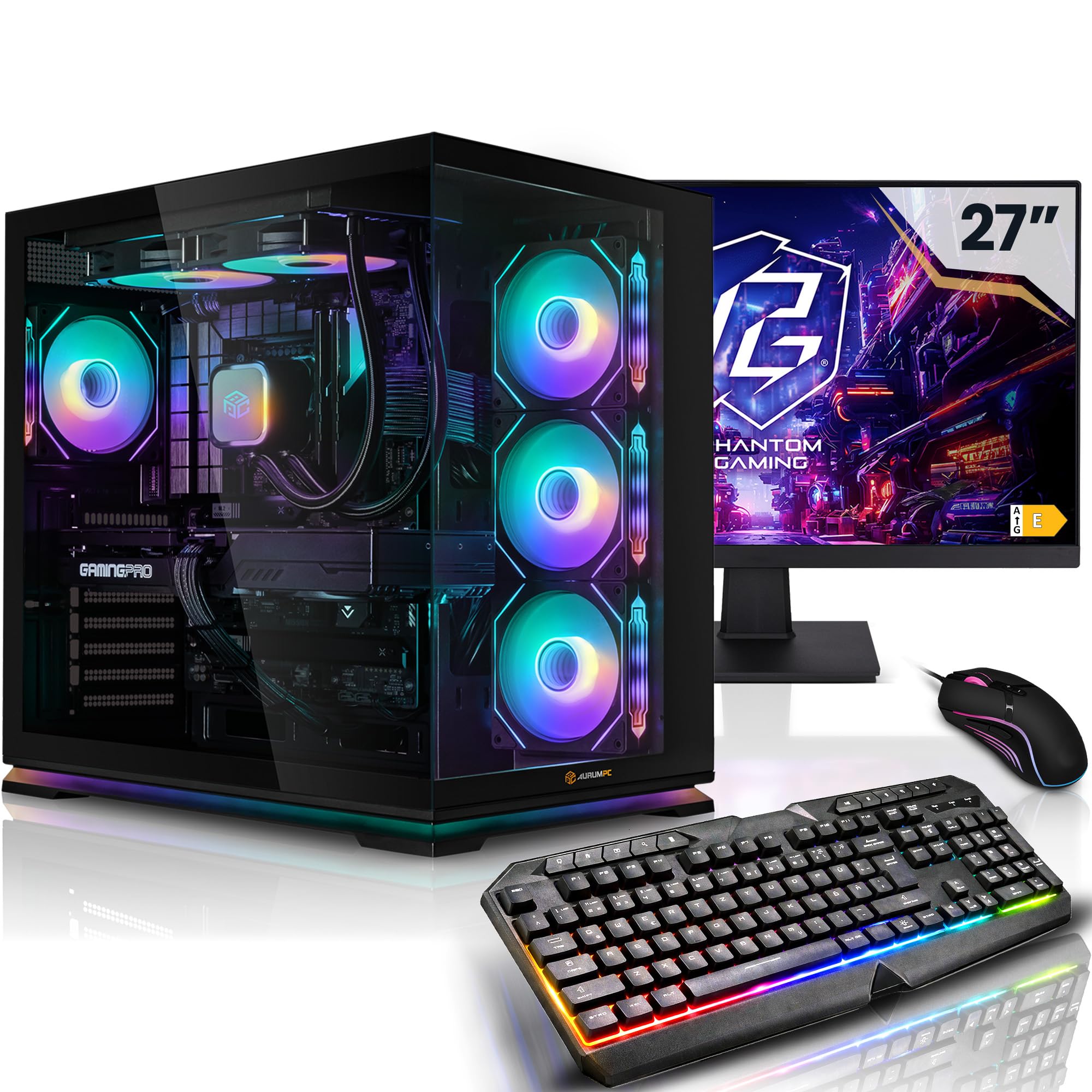 Aurum Komplett Set Gaming PC Intel Core i9-12900KF • 27" Monitor • GeForce RTX5060Ti 16GB • 32GB DDR4 • 1TB M.2 SSD • Windows 11 • Wasserkühlung • Tastatur • Maus pc Gaming komplettpaket